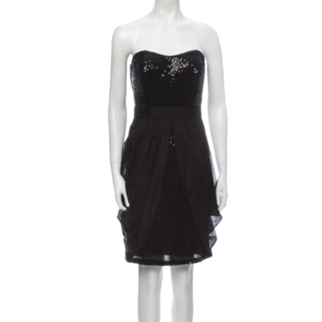 New Badgley Mischka Silk Sequence Sweetheart Neckline Mini Dress